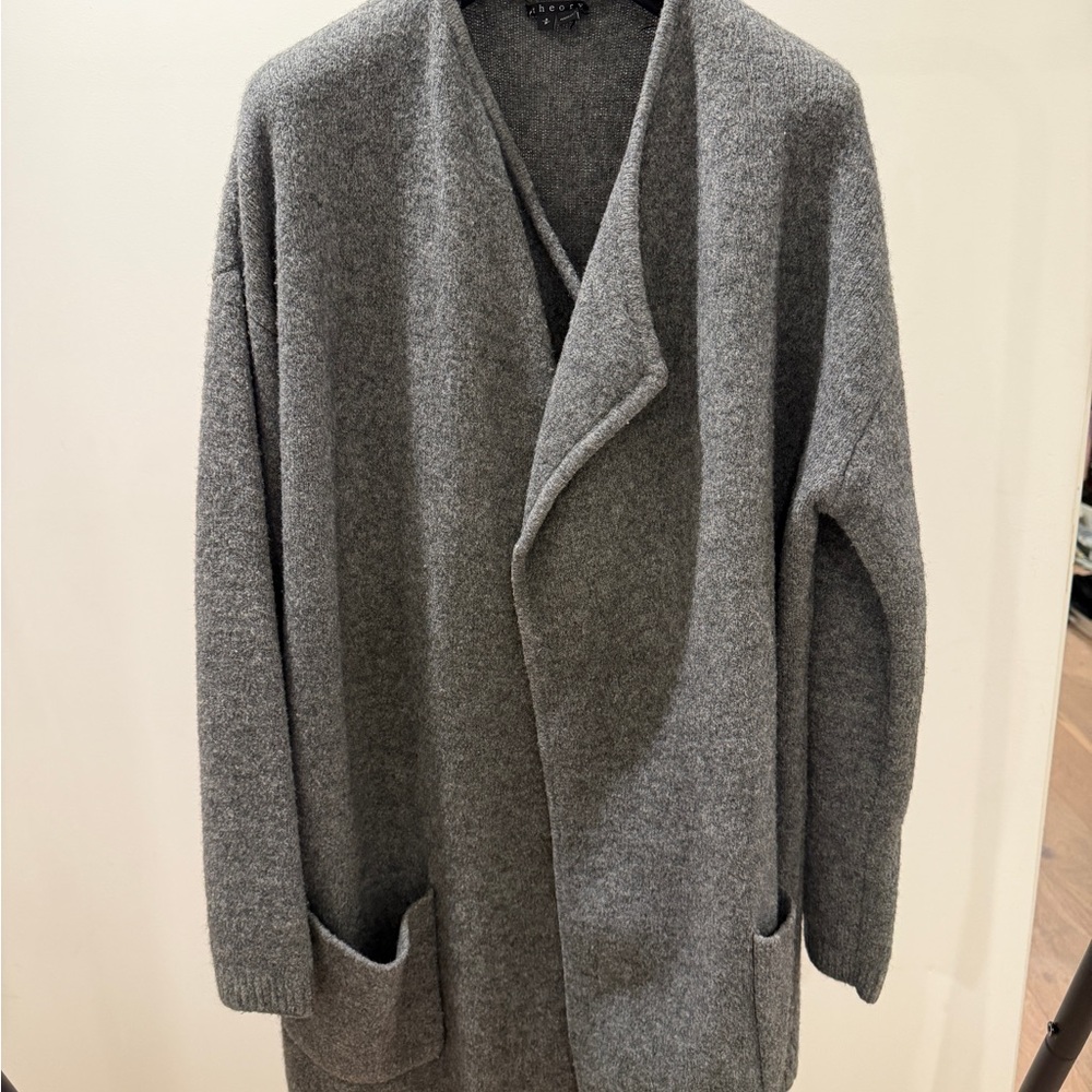 Theory Charcoal Knit Cardigan